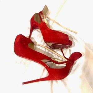 Christian Louboutin Red Suede Shoes Size 8 EU 39